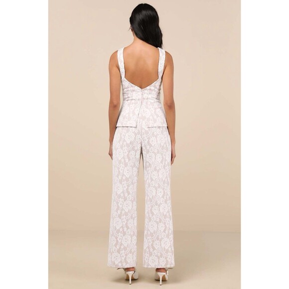 Lulus Ellis Jumpsuit Women's L White Beige Cutout Sleeveless NWOT - Picture 3 of 11